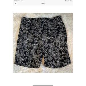 Elaine Rose Classic Fit Bermuda Short Womens Sz 8 Black & White Floral NEW